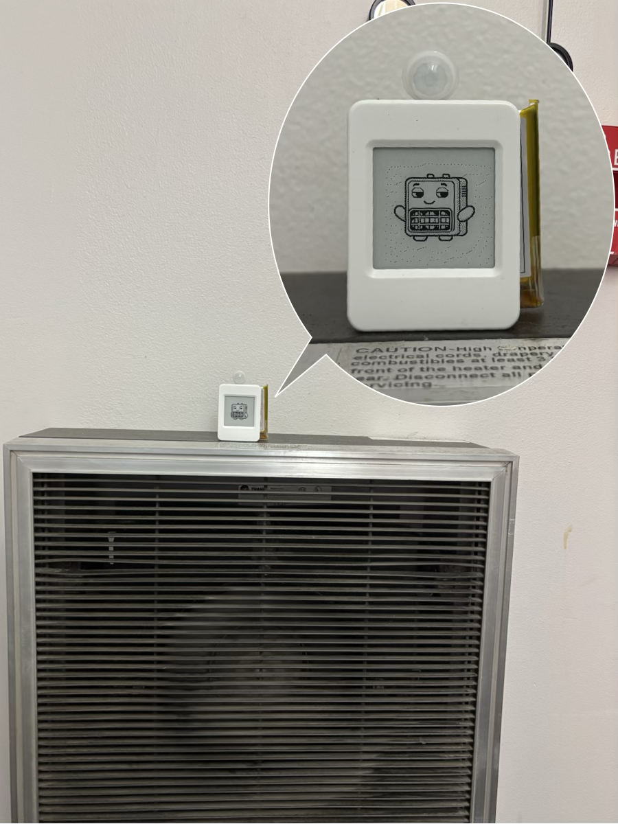 An OAT device sitting on top of an office heater