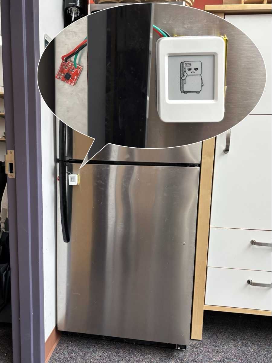 An OAT device attached to an office refrigerator